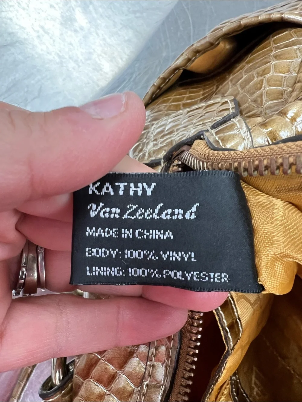 Kathy Van Zeeland Y2K Gold Croc-Embossed Chain Handle Shoulder Bag